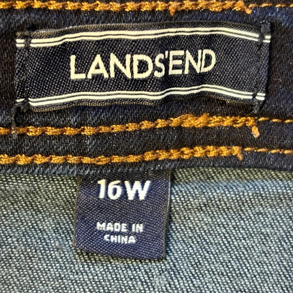 Lands End Denim Midi Skirt Blue Jean Denim Pencil 16w Cotton Stretch - Picture 3 of 8